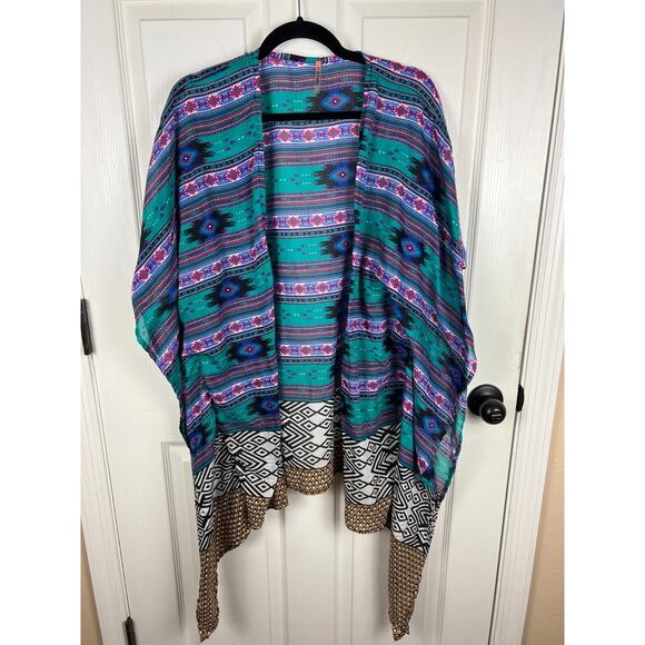 Forever 21 Open Front Kimono Size Medium Southwestern Boho Coastal Cowgirl - Picture 6 of 6